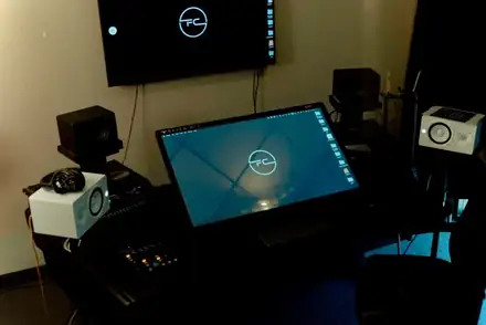 Studio D compact production room with a Raven touchscreen